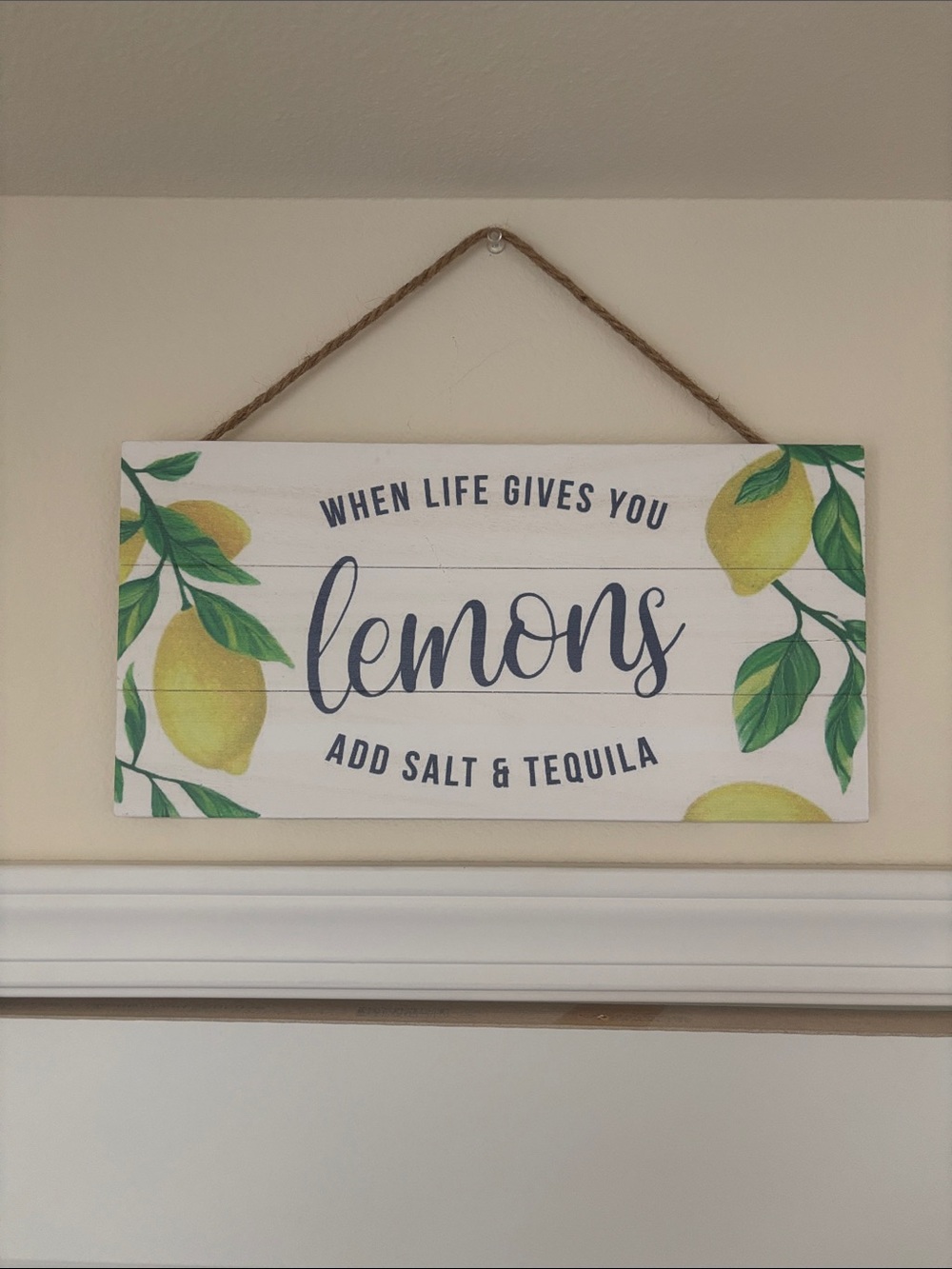 Wooden Wall Sign - Yellow Lemon Rustic Home Decor
